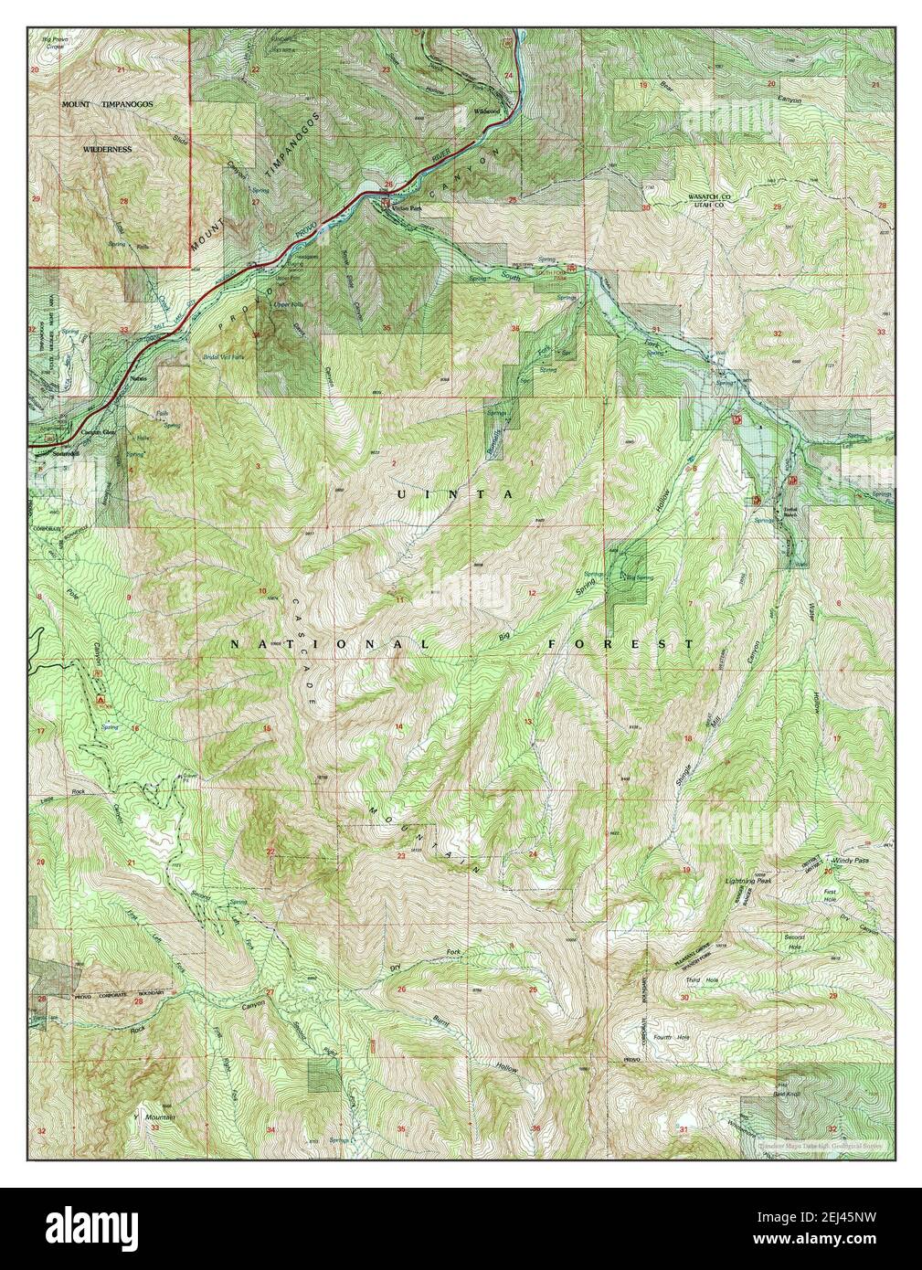 Bridal Veil Falls, Utah, map 1998, 124000, United States of America by