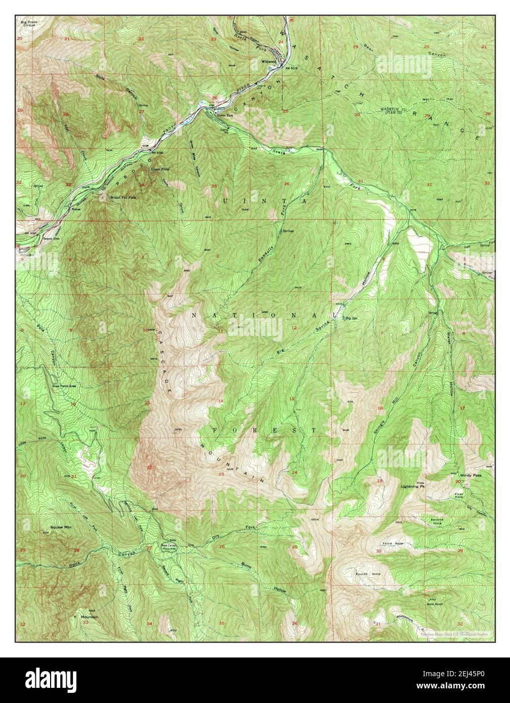 Bridal Veil Falls, Utah, map 1948, 124000, United States of America by
