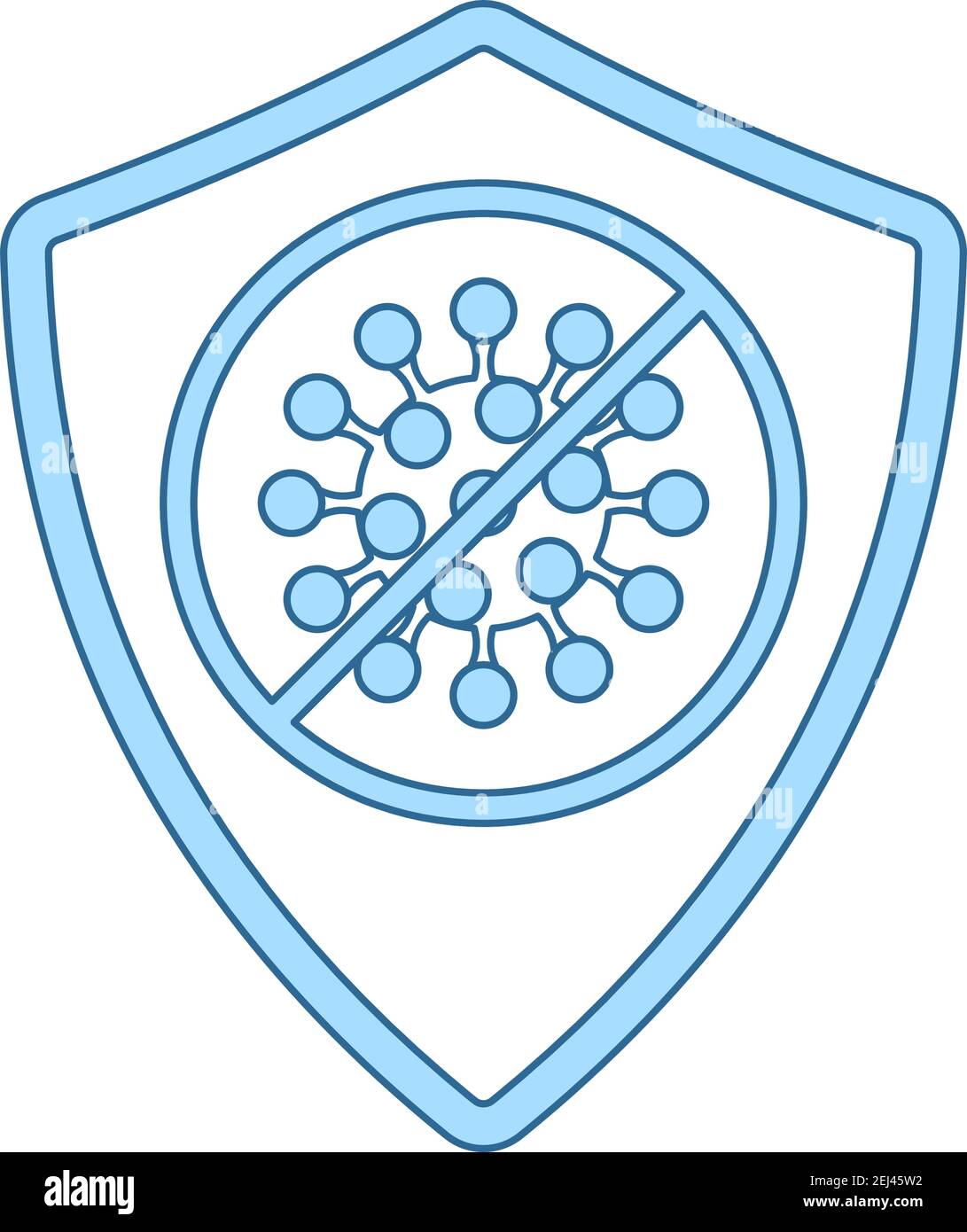 Shield From Coronavirus Icon. Thin Line With Blue Fill Design. Vector Illustration. Stock Vector