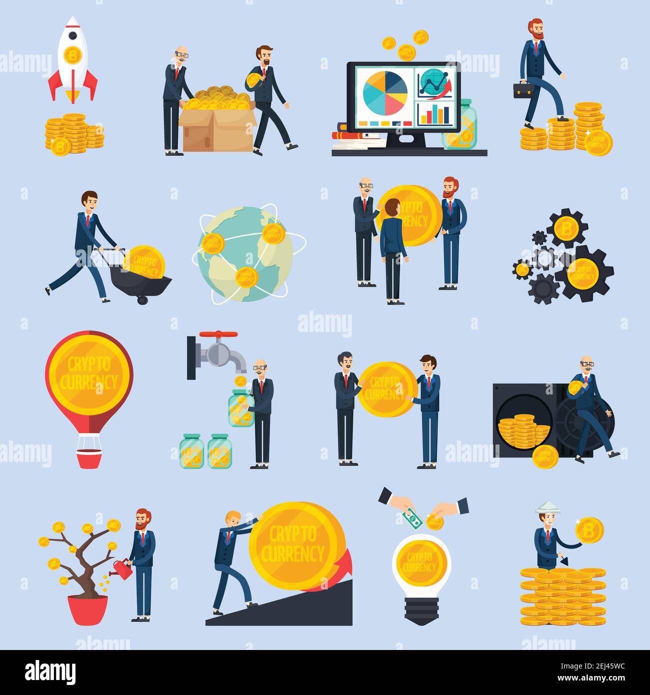 Ico blockchain concept set of orthogonal icons with idea, investment,  cryptocurrency value growth, profit isolated vector illustration Stock  Vector Image & Art - Alamy