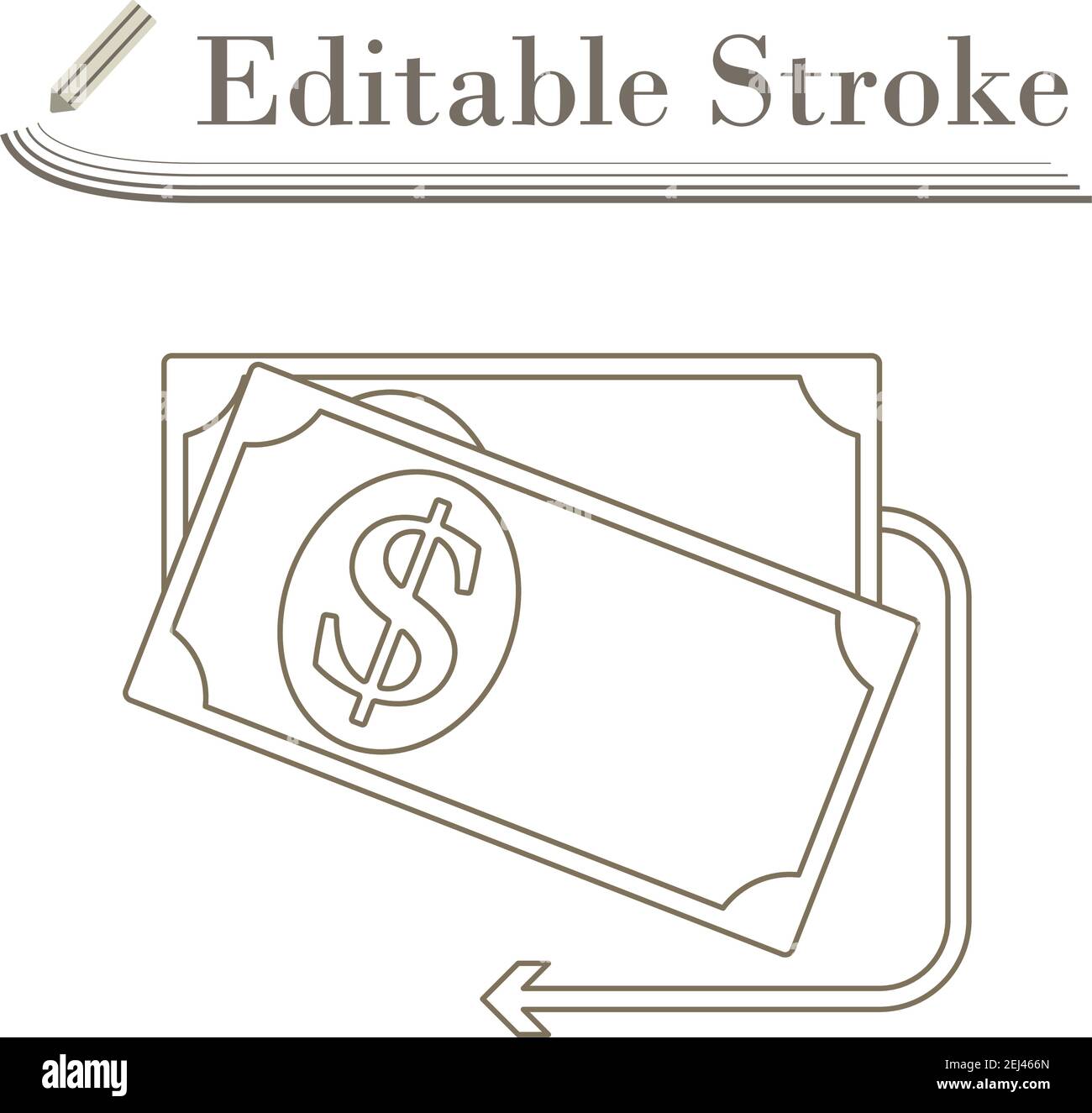 Cash Back Dollar Banknotes Icon. Editable Stroke Simple Design. Vector ...