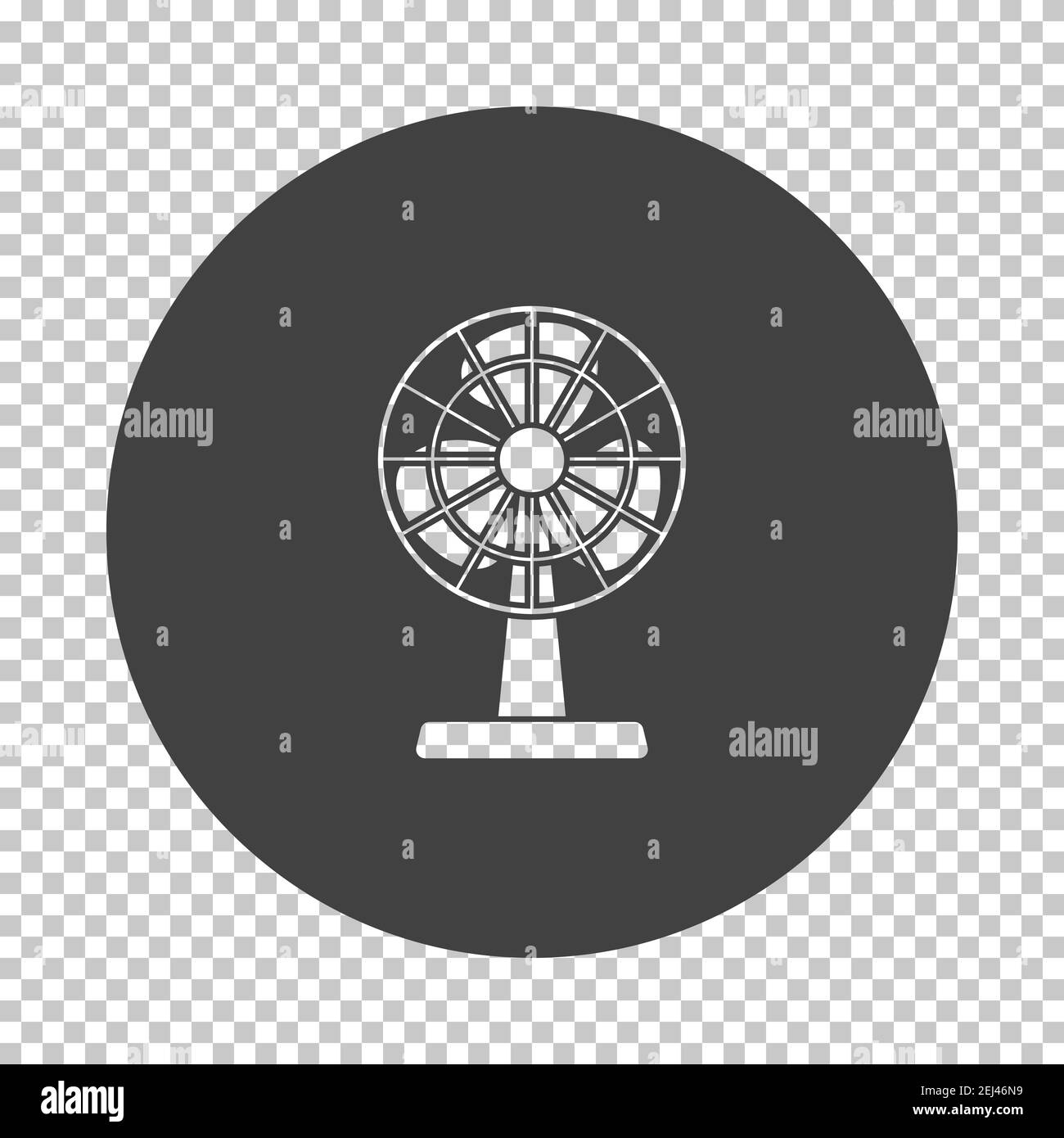 Electric Fan Icon. Subtract Stencil Design on Tranparency Grid. Vector