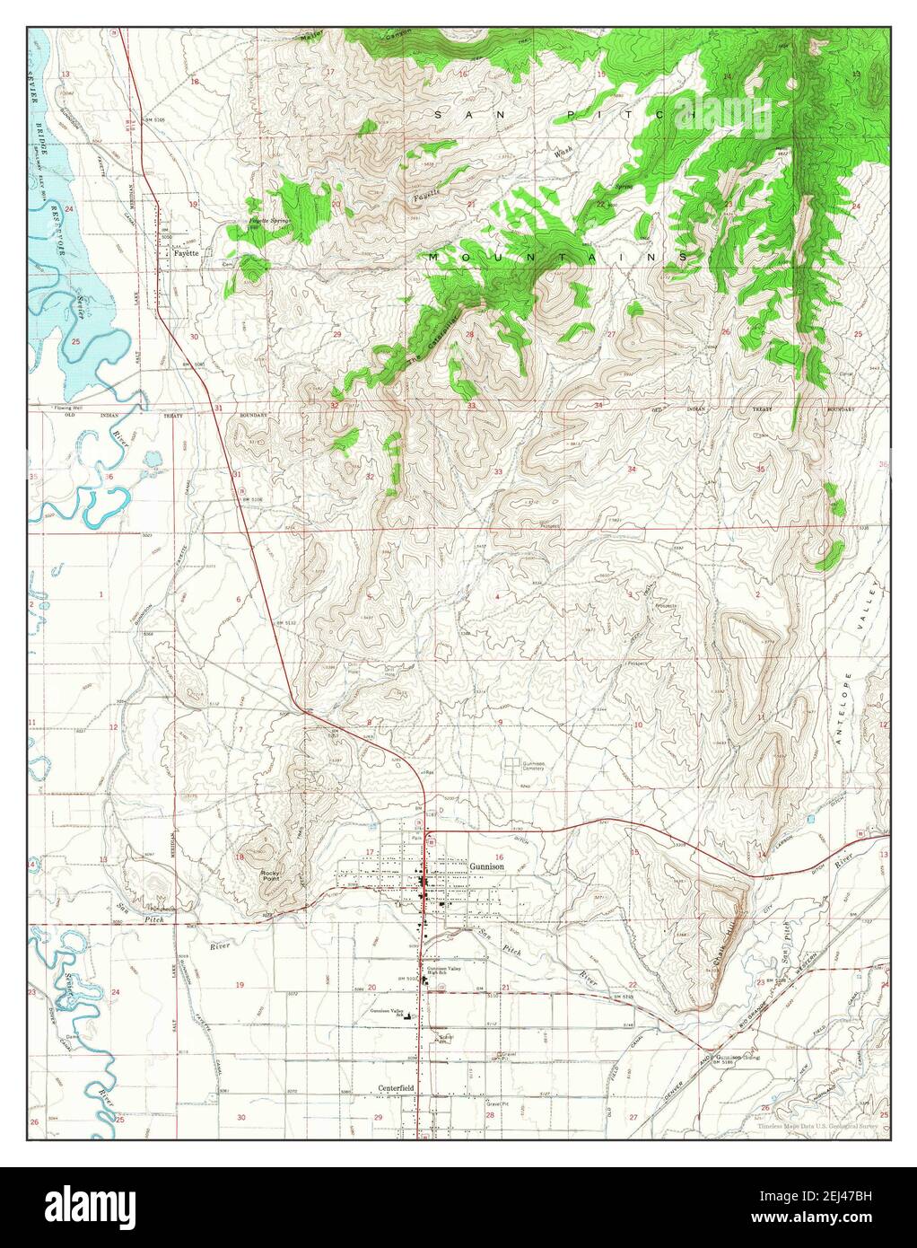 Gunnison, Utah, map 1966, 124000, United States of America by Timeless