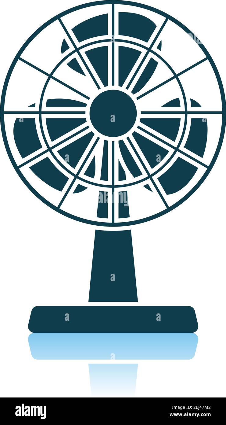Electric Fan Icon. Shadow Reflection Design. Vector Illustration. Stock Vector