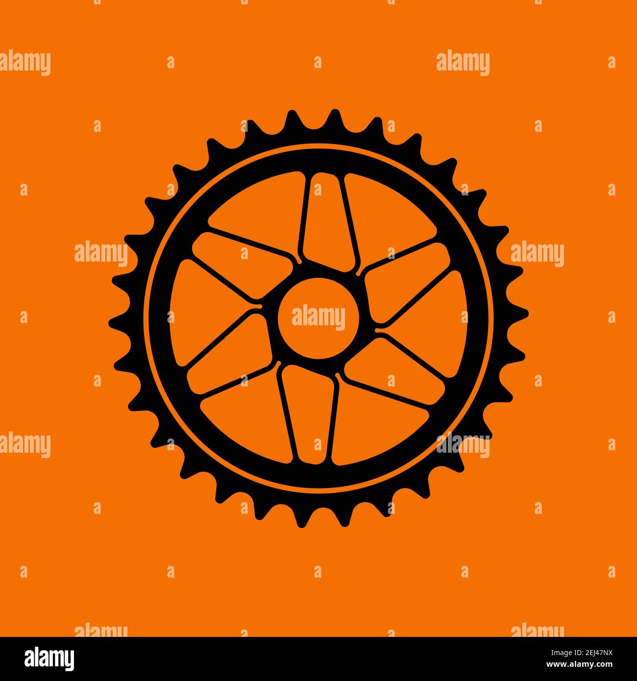 Bike Gear Star Icon. Black on Orange Background. Vector Illustration. Stock Vector