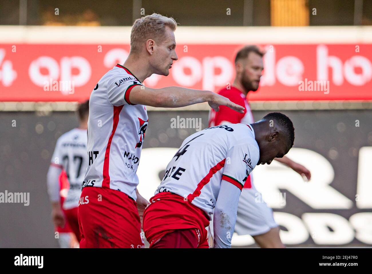 Essevee S Olivier Deschacht And Essevee S Daniel Opare Pictured During A Soccer Match Between Sv Zulte Waregem And Standard De Liege Sunday 21 Februa Stock Photo Alamy