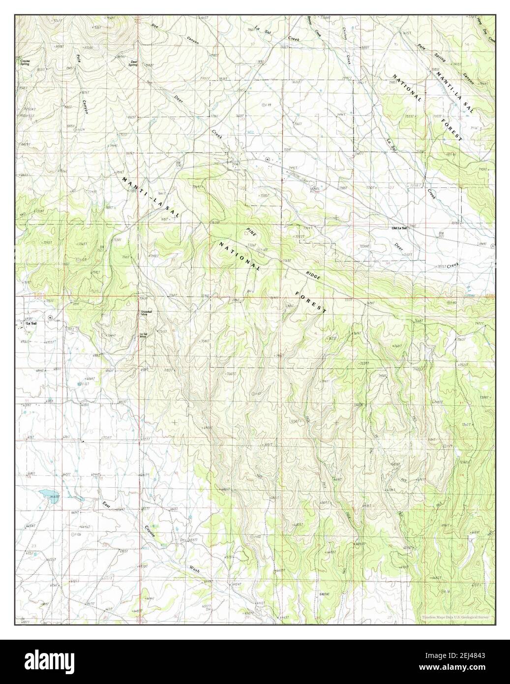 La Sal East, Utah, map 1987, 1:24000, United States of America by Timeless Maps, data U.S. Geological Survey Stock Photo