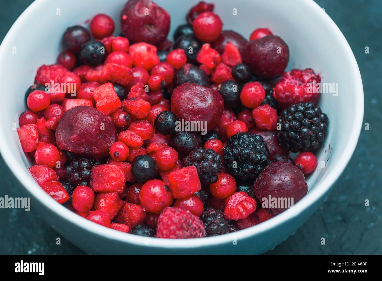 Close up of frozen mixed fruit - berries Stock Photo