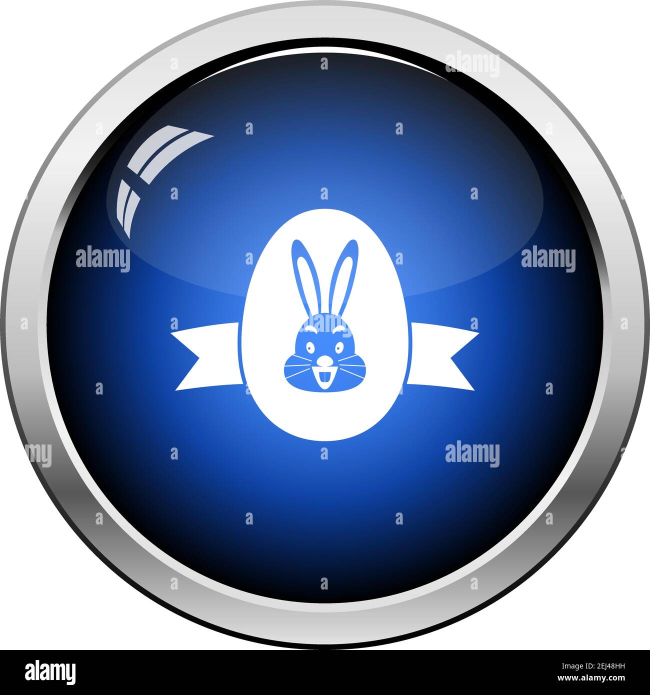 Easter Egg With Ribbon Icon. Glossy Button Design. Vector Illustration ...