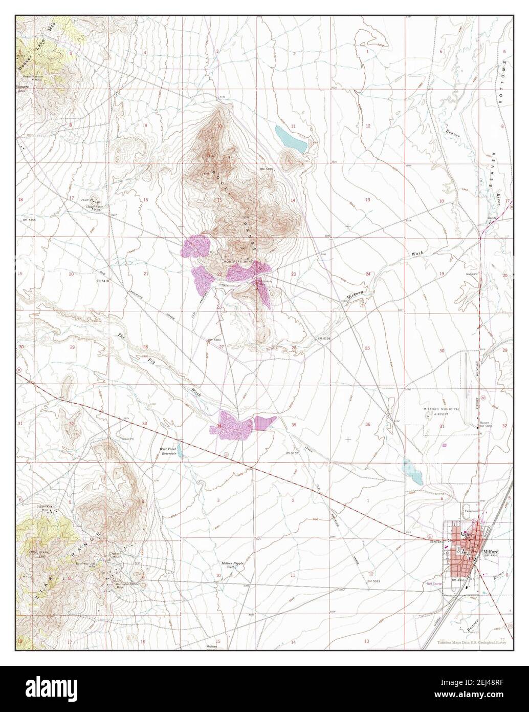 Milford, Utah, map 1958, 124000, United States of America by Timeless