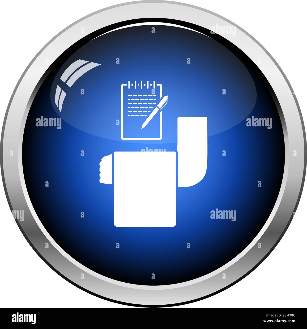 Waiter Take Oder Icon. Glossy Button Design. Vector Illustration. Stock Vector
