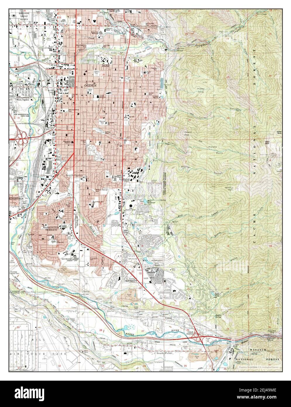 Ogden, Utah, map 1992, 124000, United States of America by Timeless