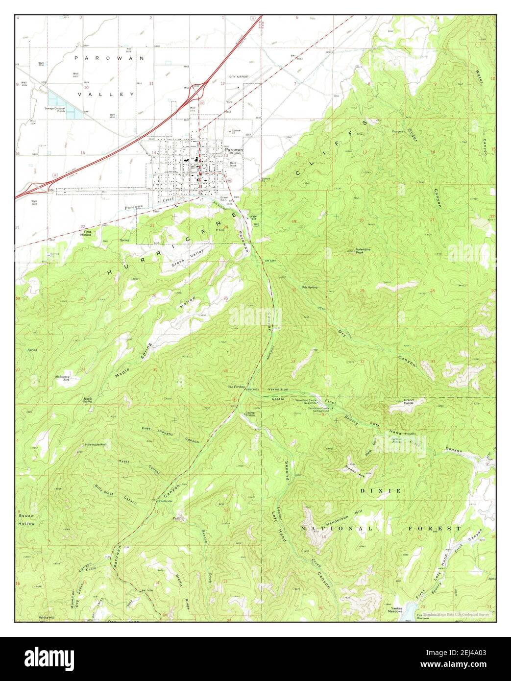 Parowan, Utah, map 1971, 124000, United States of America by Timeless