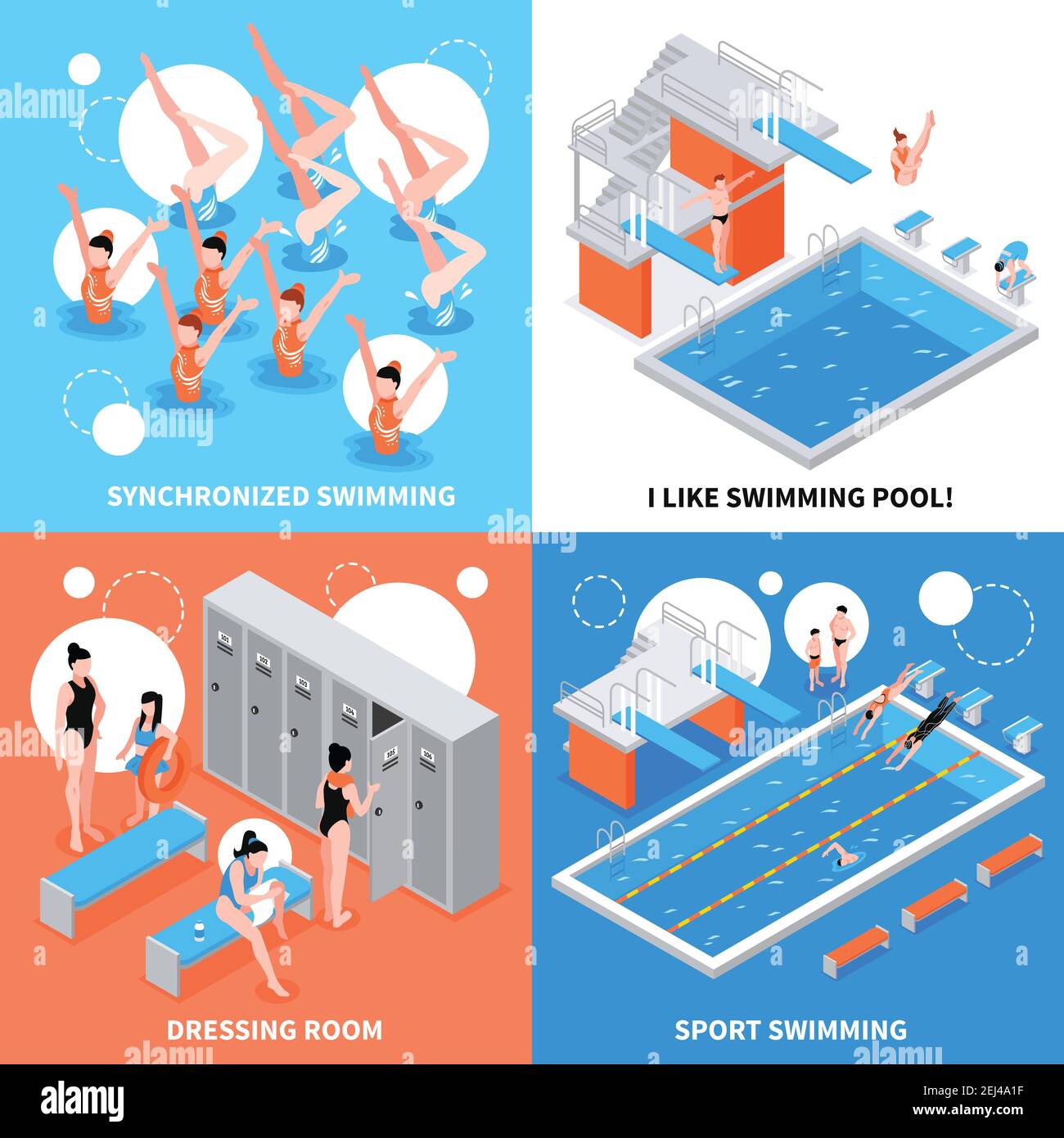 Family of four swimming pool Stock Vector Images - Alamy