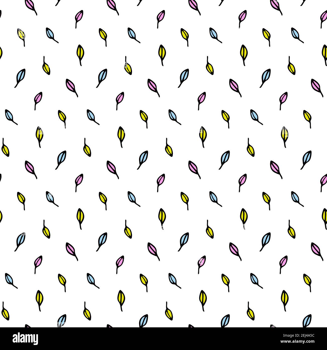 Hand drawn spring seamless pattern with colorful leaves. Vector ...