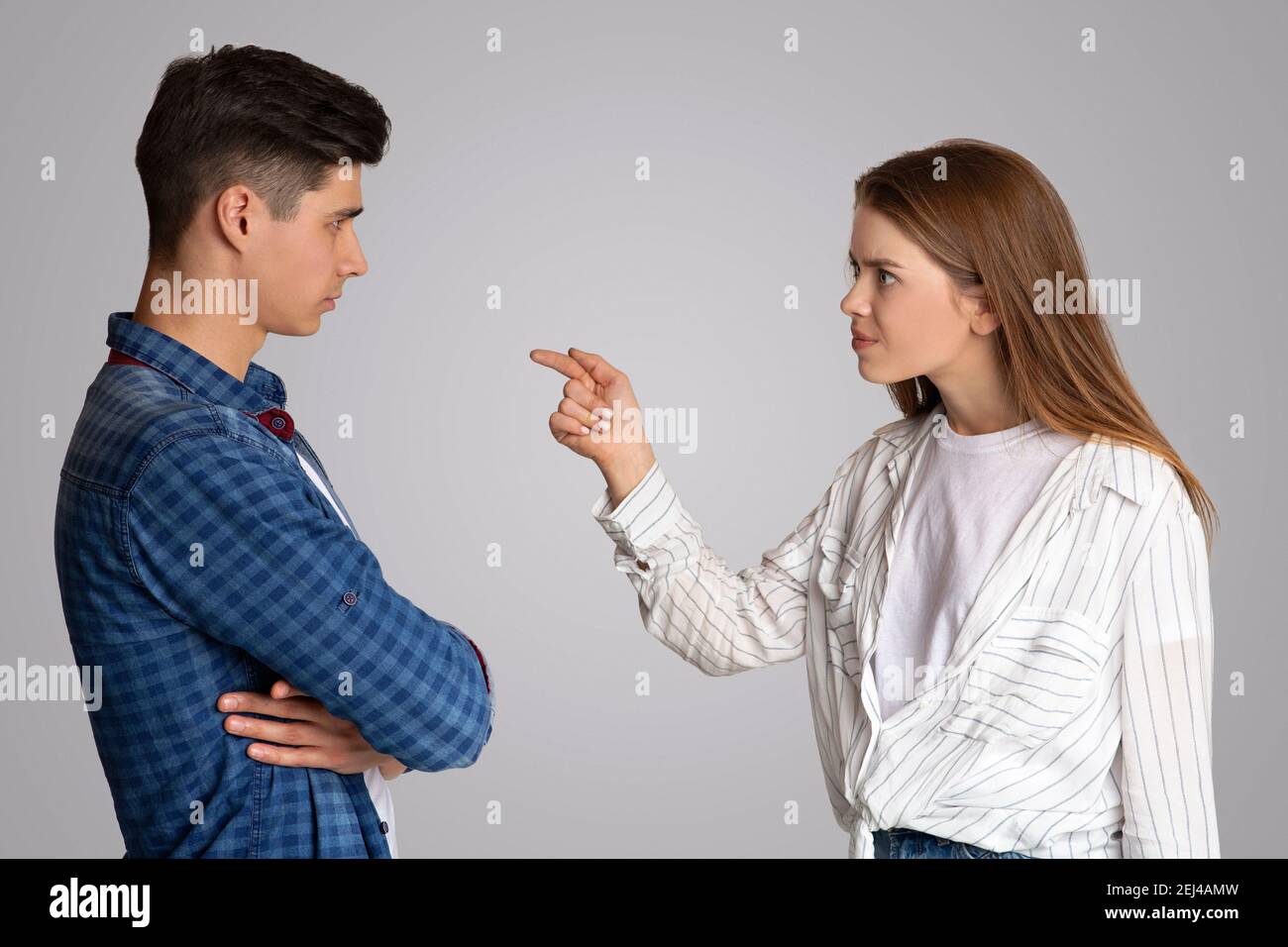 Quarrel, problems, negative emotions, freaking out and scandal Stock Photo