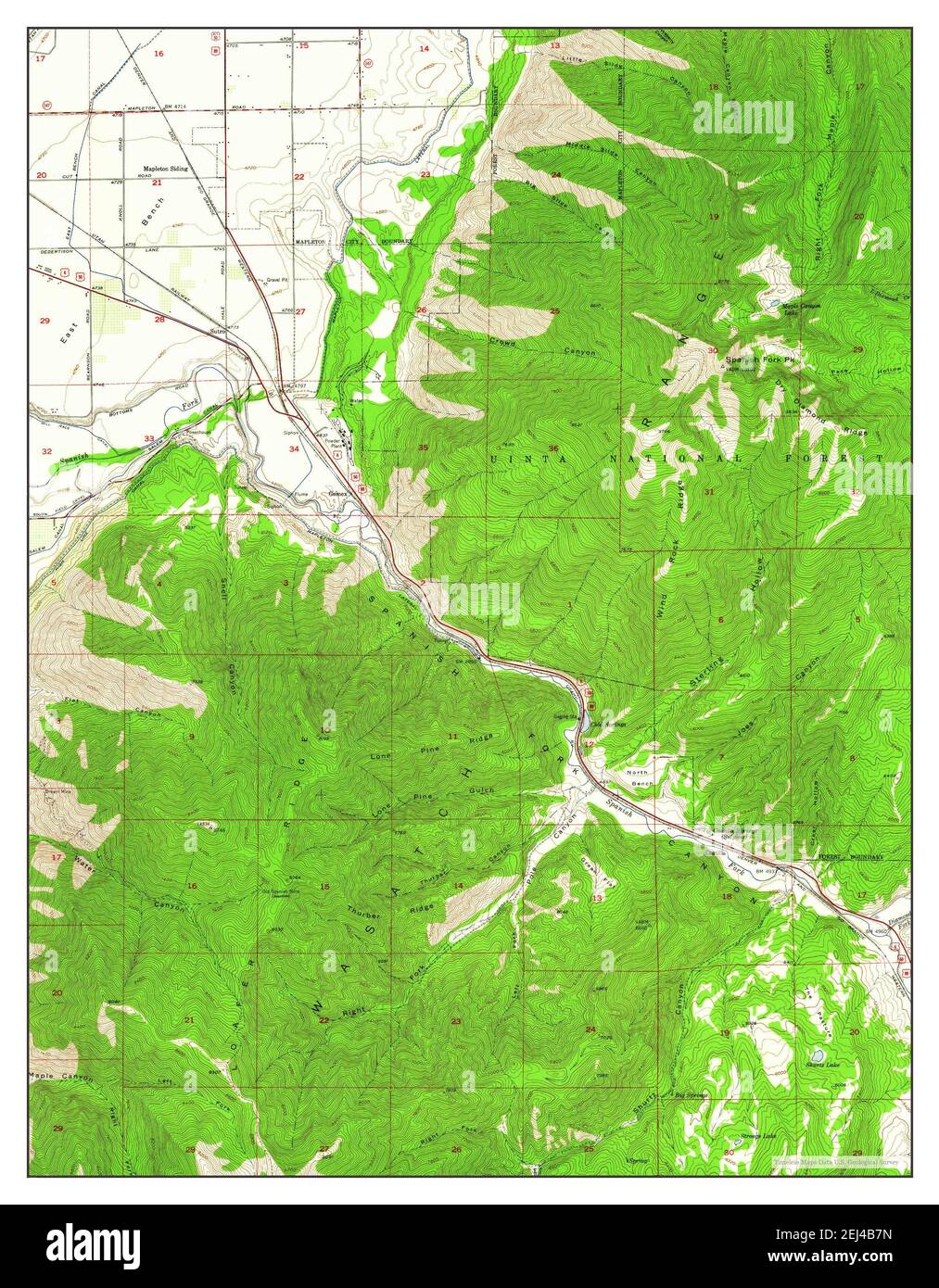 Spanish Fork Peak, Utah, map 1949, 124000, United States of America by