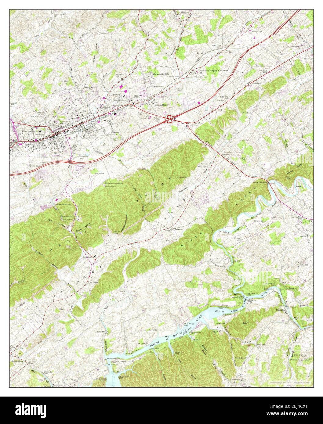 Abingdon, Virginia, map 1960, 124000, United States of America by