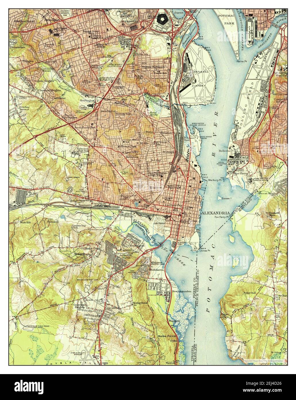 Alexandria, Virginia, map 1951, 124000, United States of America by