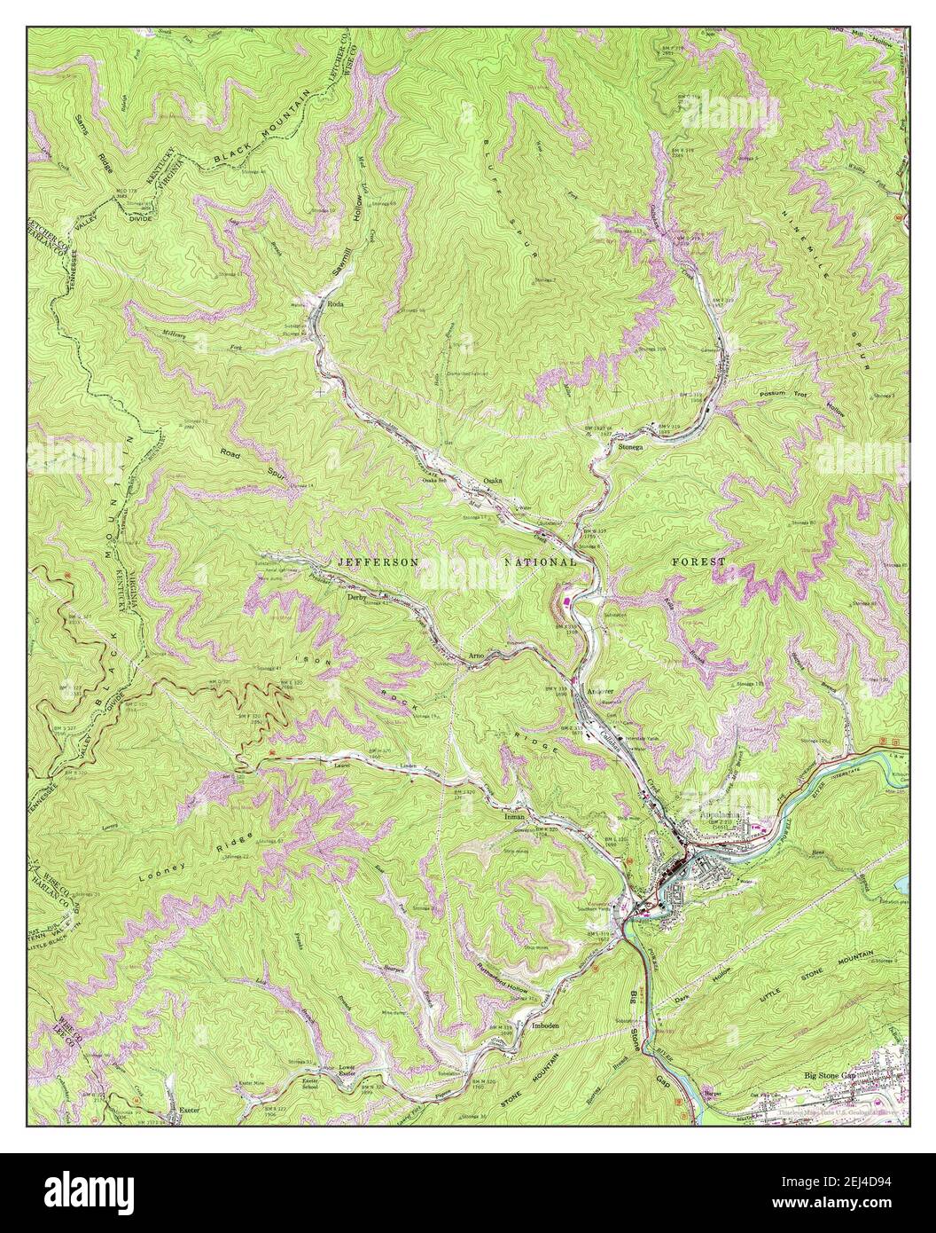 Appalachia, Virginia, map 1955, 124000, United States of America by