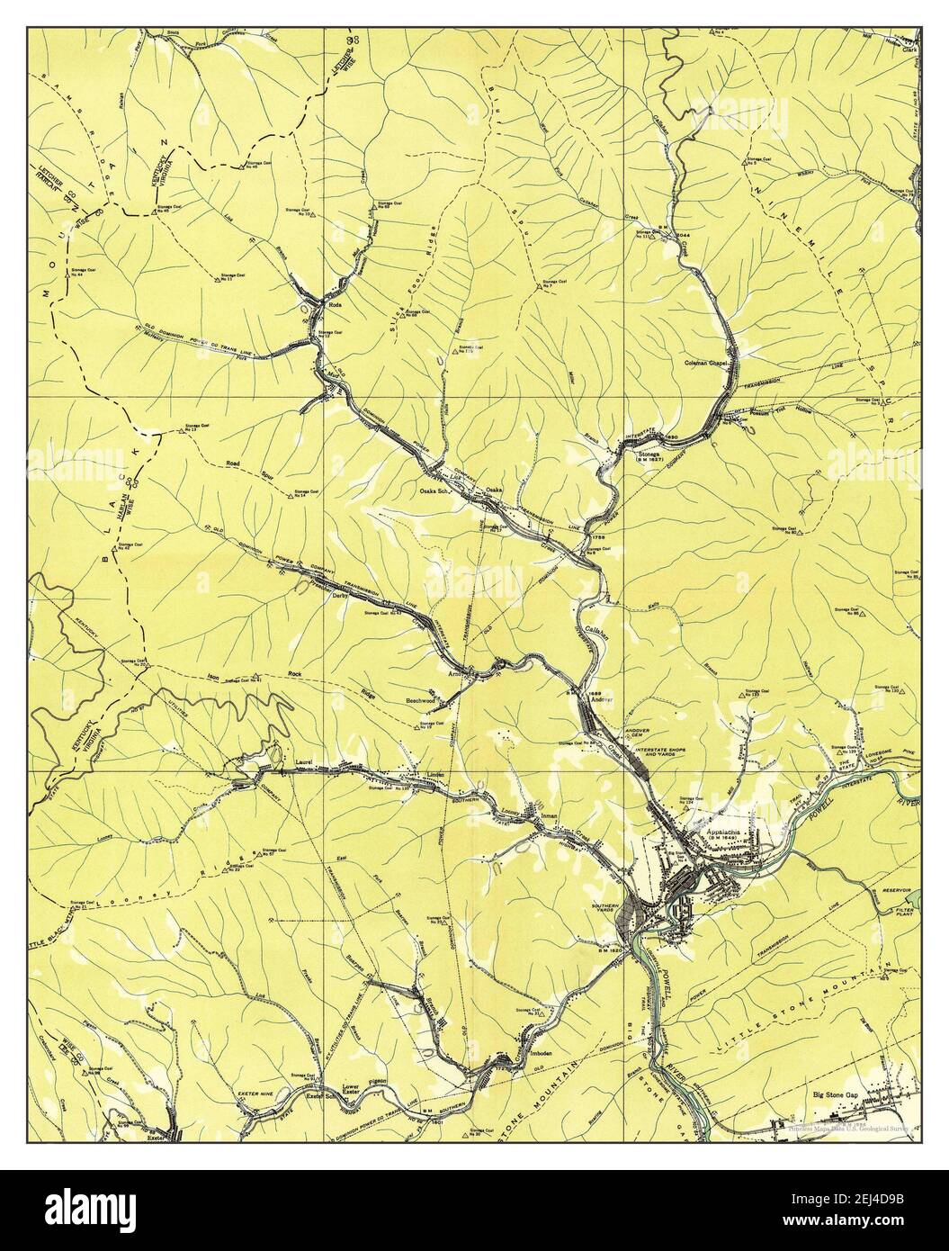 Appalachia, Virginia, map 1935, 124000, United States of America by