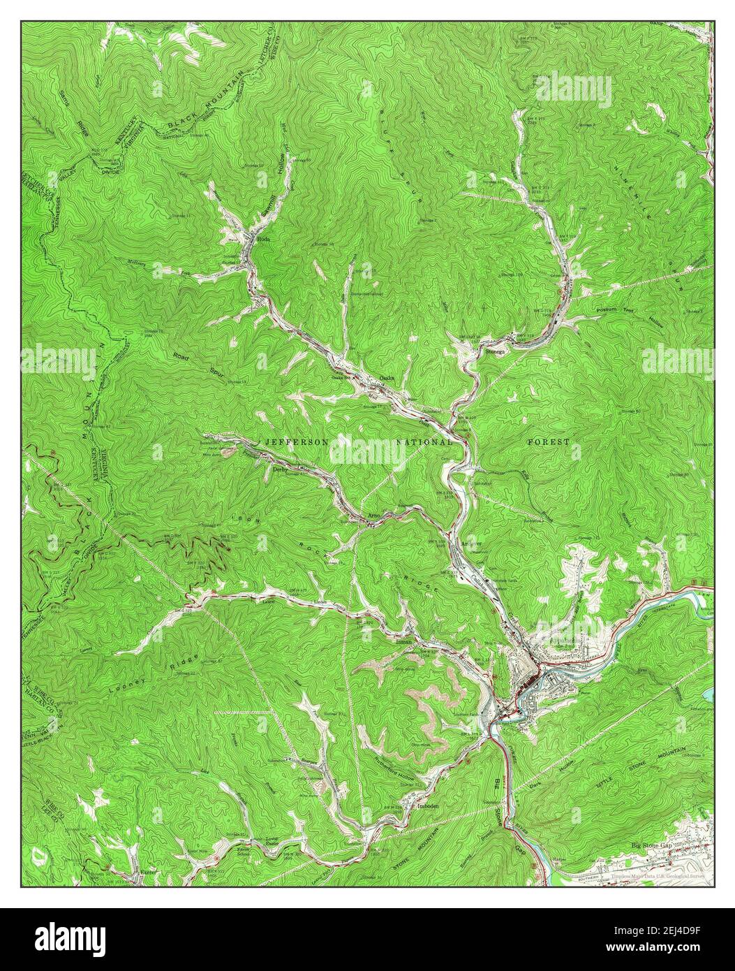 Appalachia, Virginia, map 1955, 124000, United States of America by