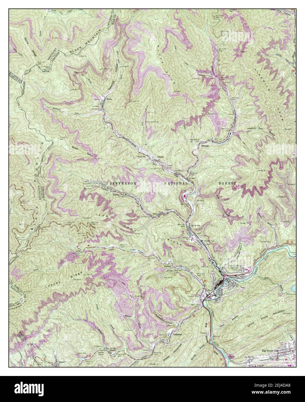 Appalachia, Virginia, map 1955, 124000, United States of America by