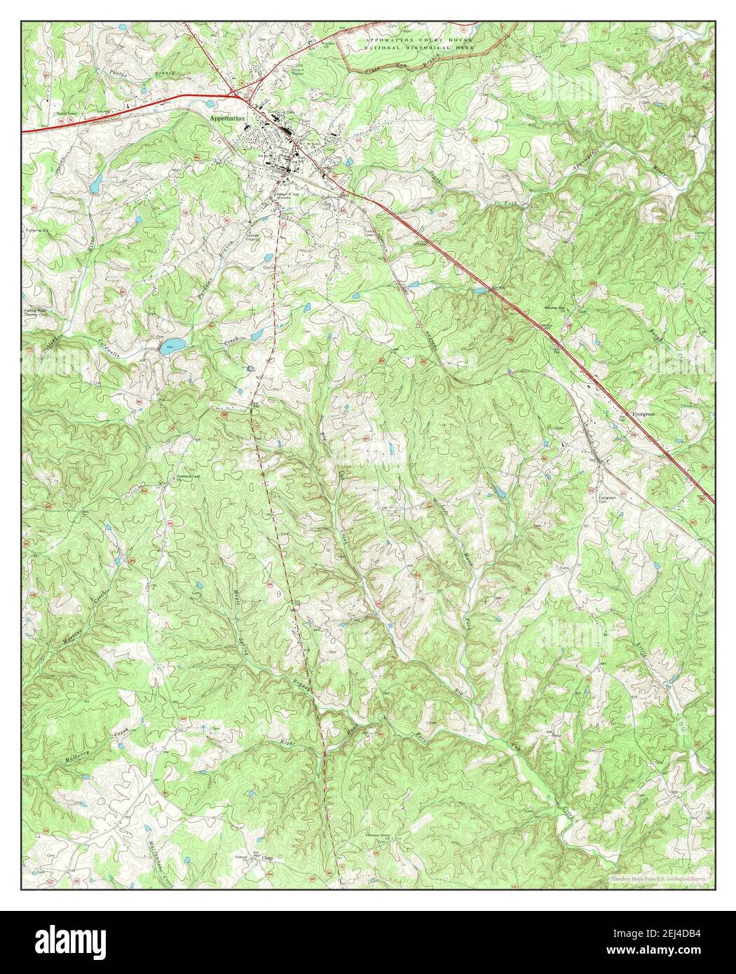 Appomattox, Virginia, map 1968, 1:24000, United States of America by Timeless Maps, data U.S. Geological Survey Stock Photo
