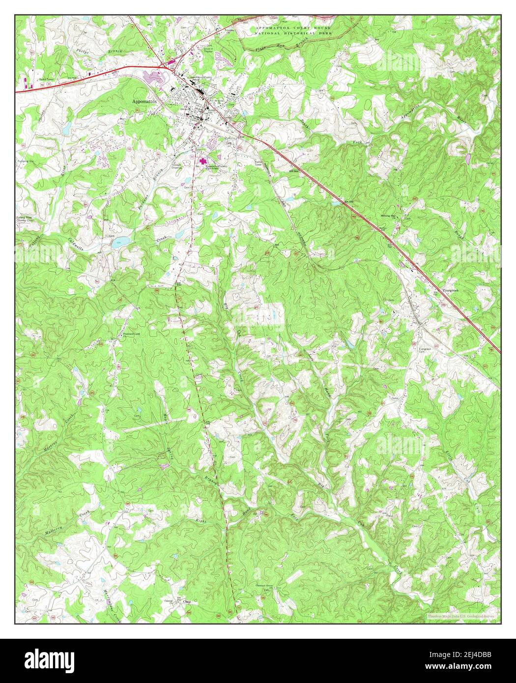 Appomattox, Virginia, map 1968, 1:24000, United States of America by Timeless Maps, data U.S. Geological Survey Stock Photo
