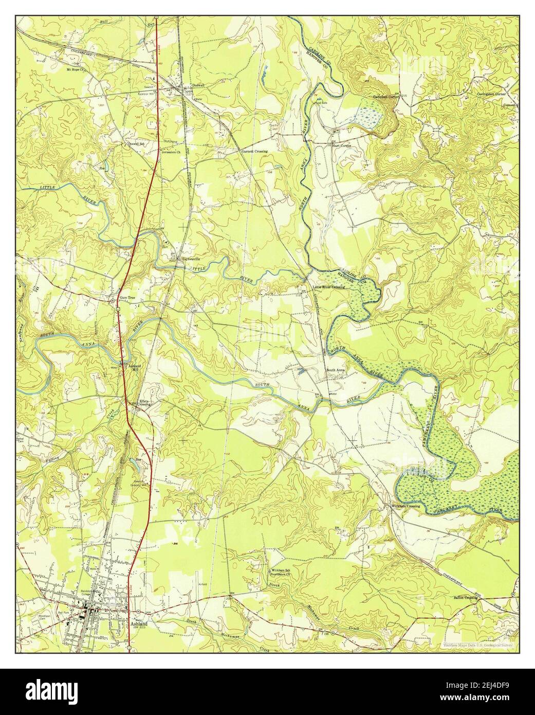 Ashland, Virginia, map 1951, 124000, United States of America by