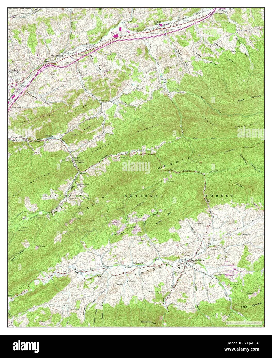 Atkins, Virginia, map 1958, 124000, United States of America by Timeless Maps, data U.S