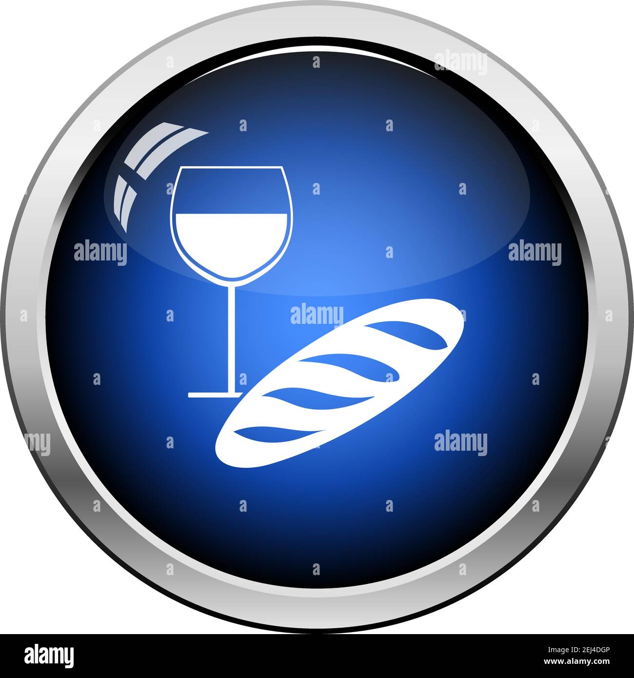 Easter Wine And Bread Icon. Glossy Button Design. Vector Illustration ...