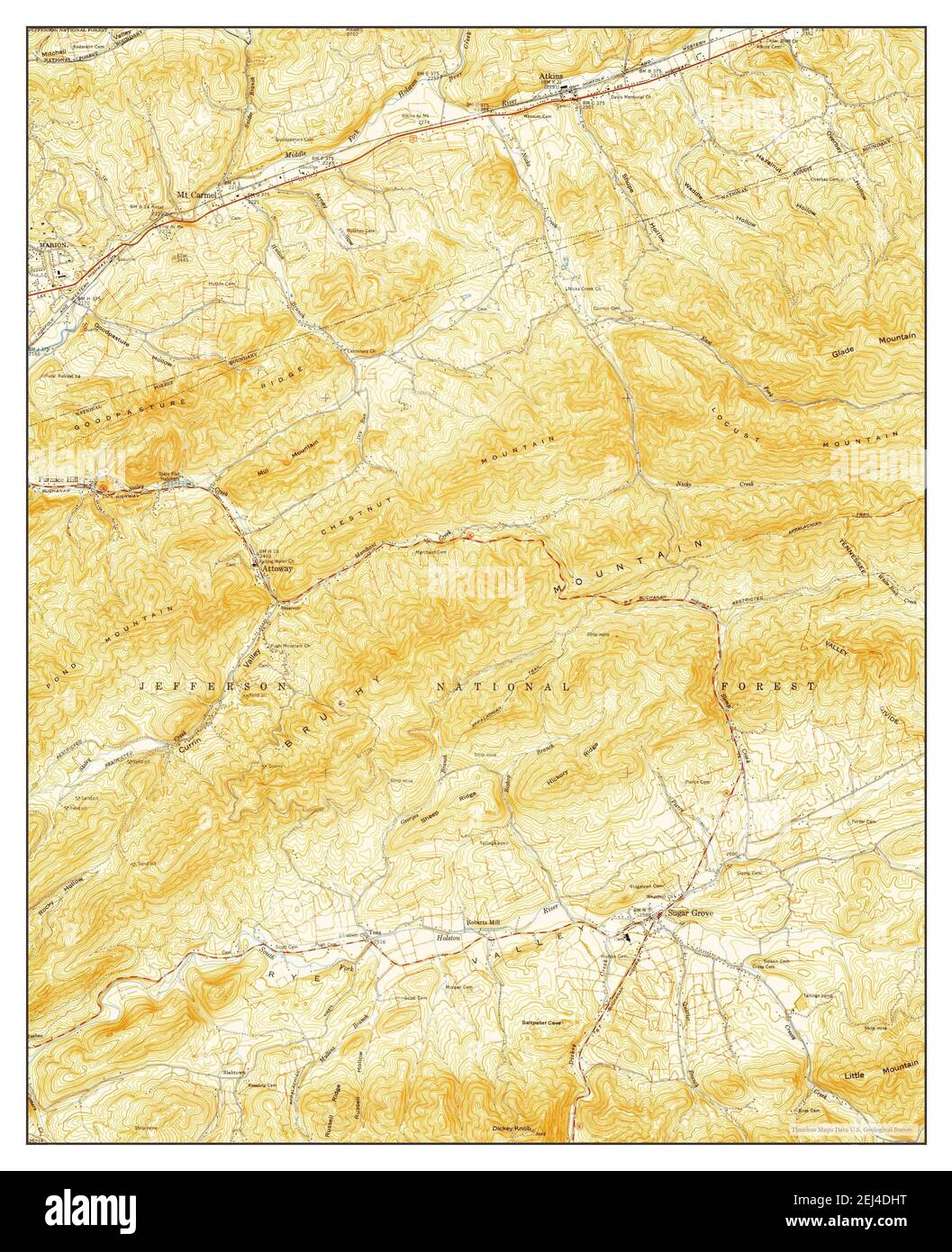 Atkins, Virginia, map 1958, 124000, United States of America by Timeless Maps, data U.S