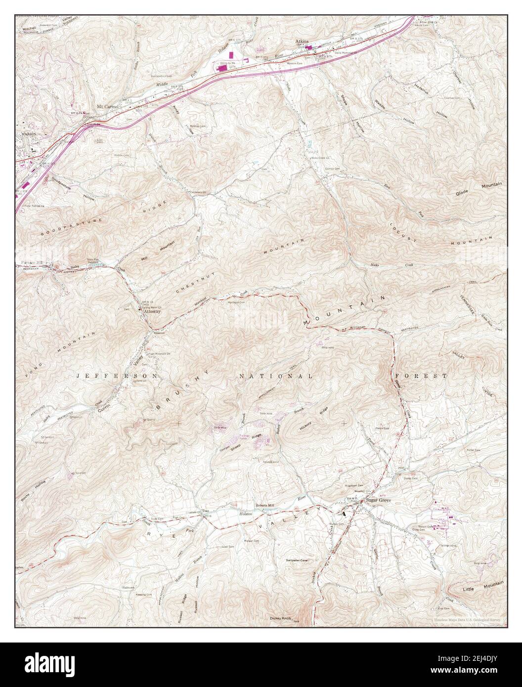 Atkins, Virginia, map 1958, 124000, United States of America by Timeless Maps, data U.S