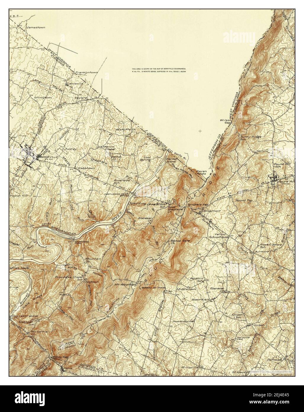 Berryville, Virginia, map 1939, 1:48000, United States of America by Timeless Maps, data U.S. Geological Survey Stock Photo