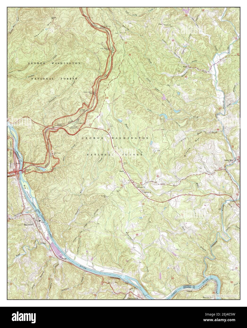 Big Island, Virginia, map 1965, 124000, United States of America by