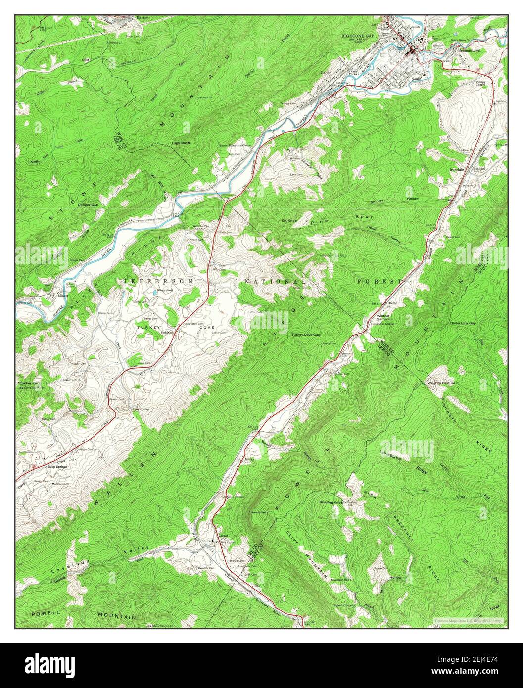 Big Stone Gap, Virginia, map 1957, 124000, United States of America by