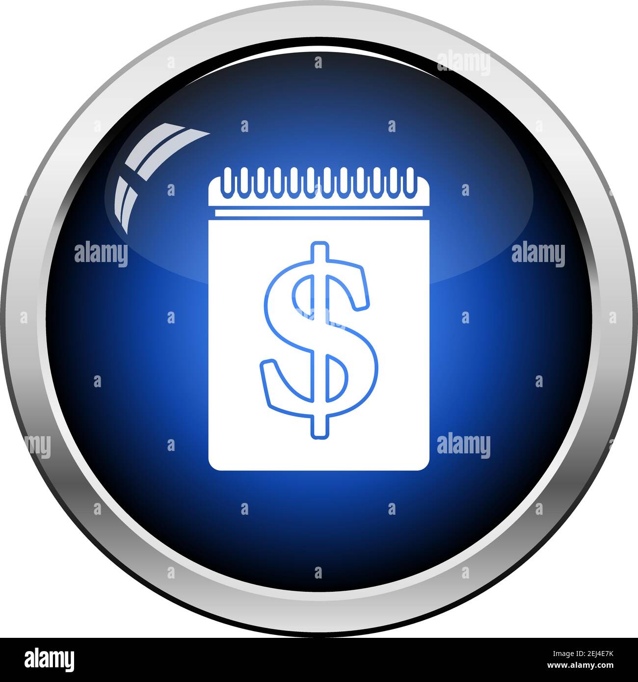 Dollar Calendar Icon. Glossy Button Design. Vector Illustration. Stock Vector