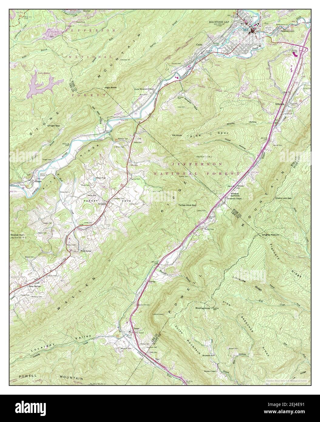 Big Stone Gap, Virginia, map 1957, 124000, United States of America by