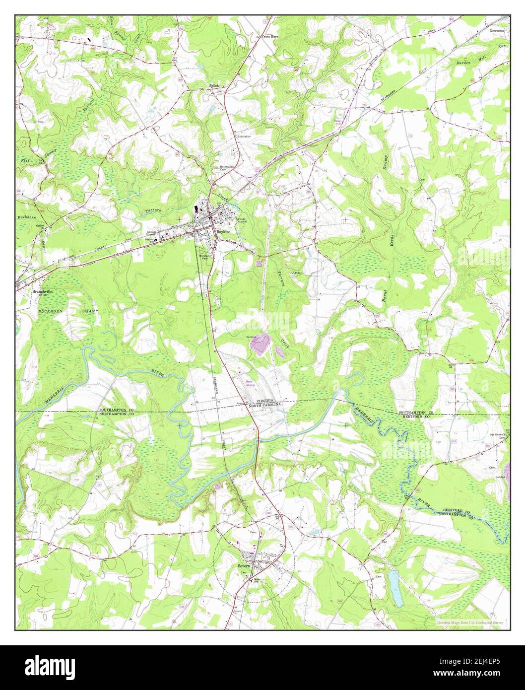 Boykins, Virginia, map 1966, 124000, United States of America by