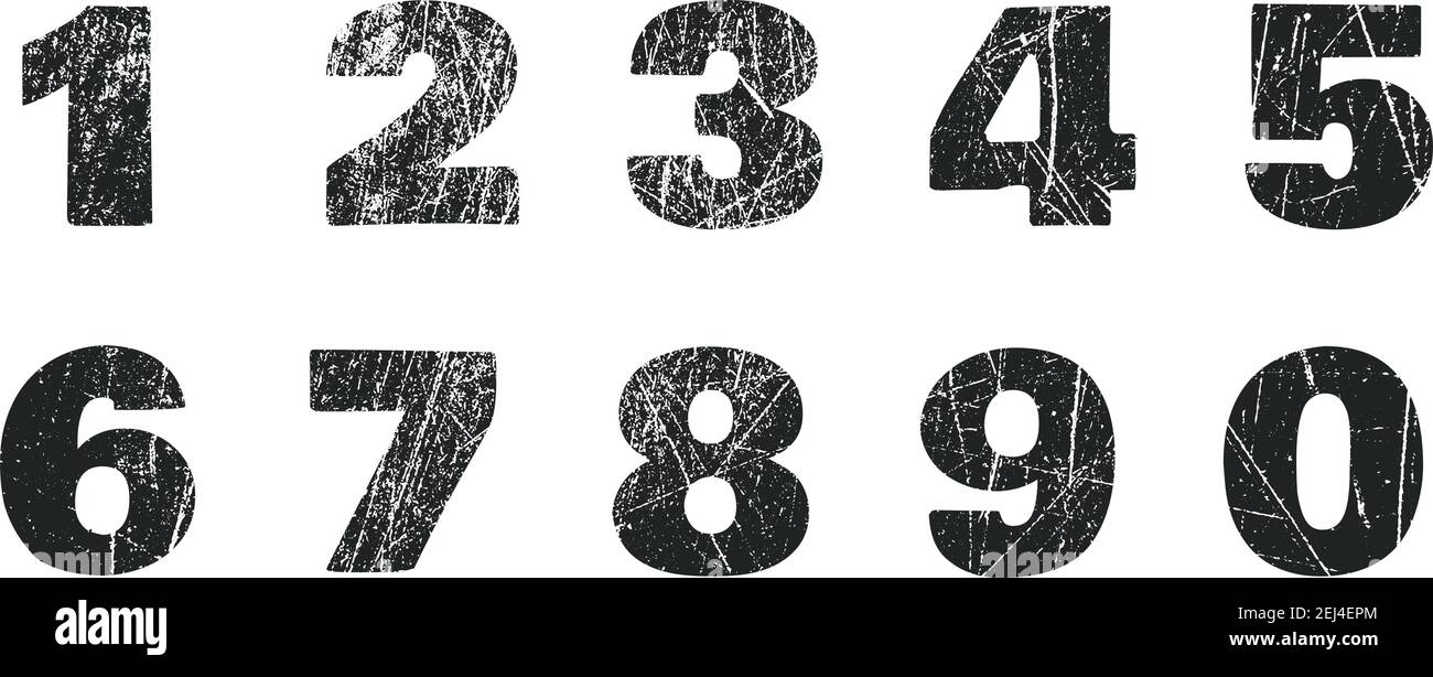 Set of grunge numbers with peeled metal texture. Distressed vector  illustration. Isolated one, two, three, four, five, six, seven, eight nine  zero for Stock Vector Image & Art - Alamy