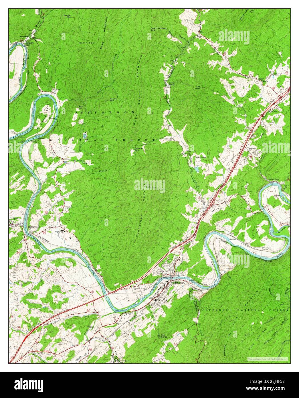 Buchanan, Virginia, map 1961, 124000, United States of America by