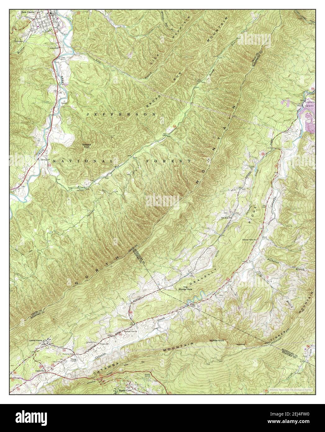 Catawba, Virginia, map 1963, 124000, United States of America by