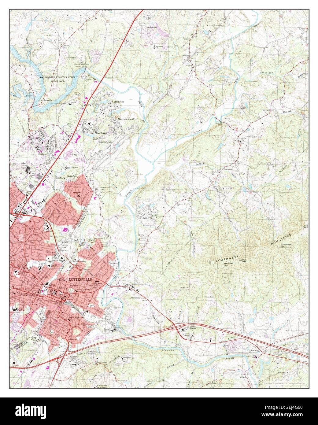 Charlottesville East, Virginia, map 1997, 124000, United States of