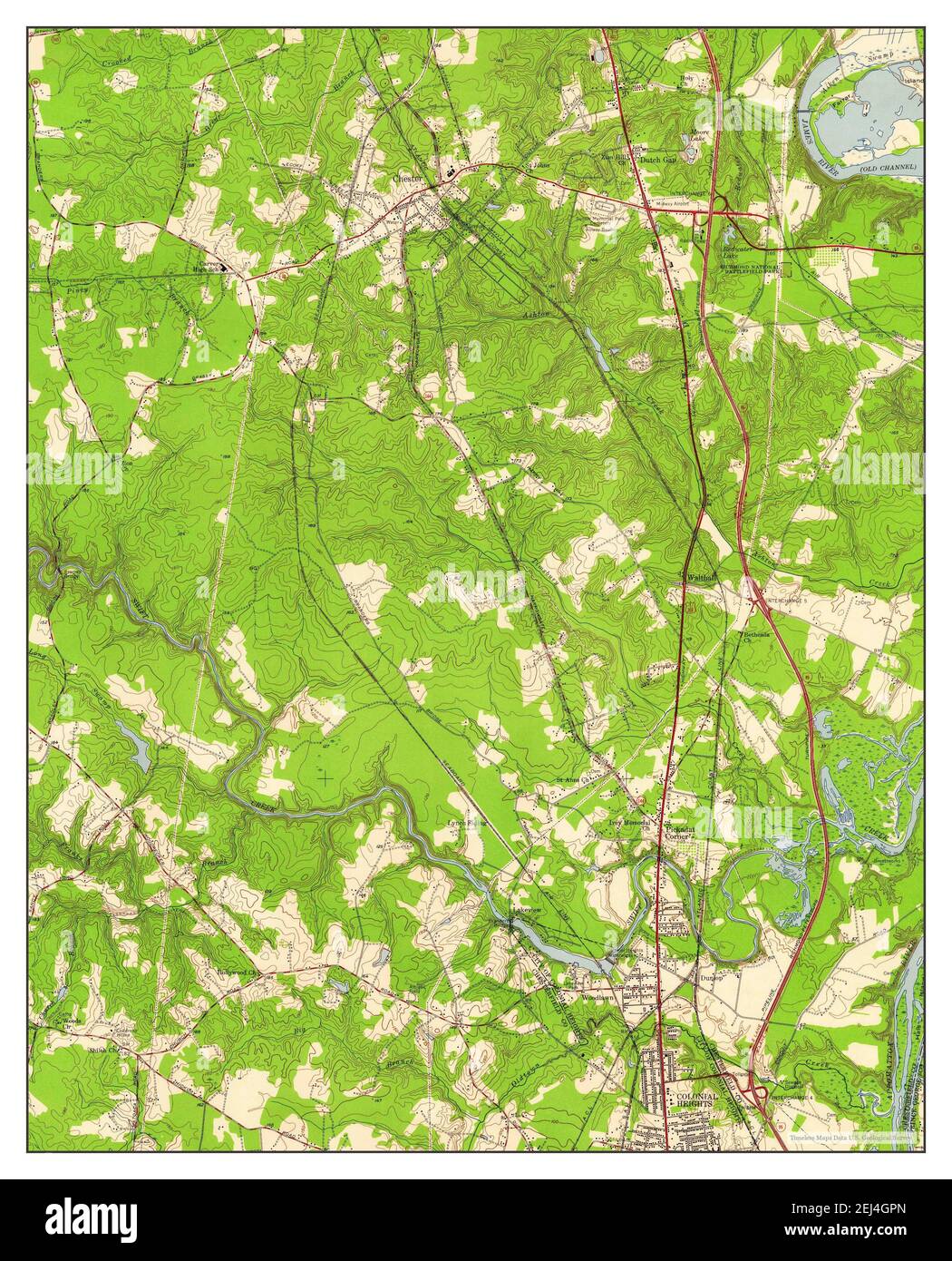 Chester, Virginia, map 1952, 124000, United States of America by