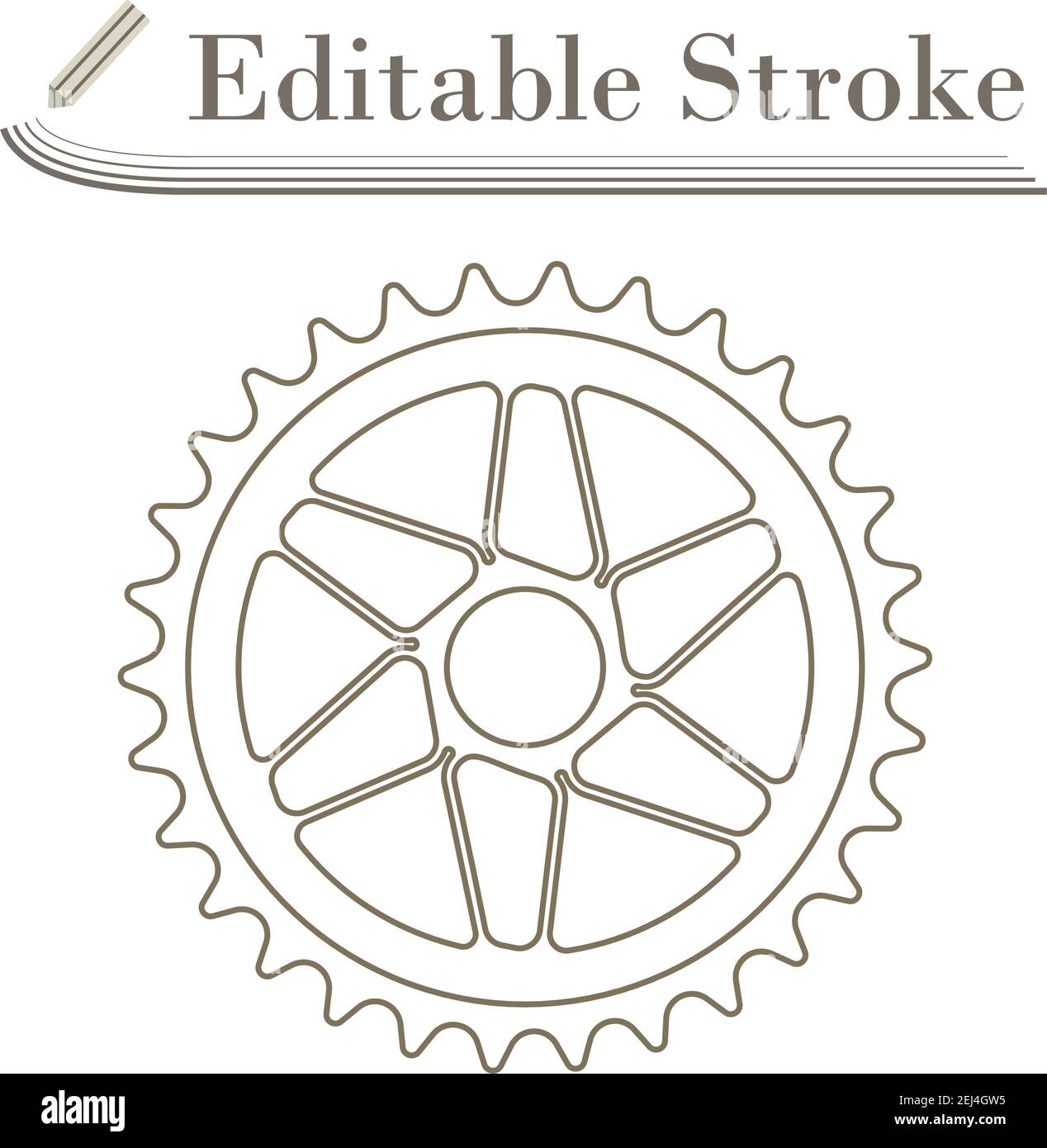 Bike Gear Star Icon. Editable Stroke Simple Design. Vector Illustration. Stock Vector