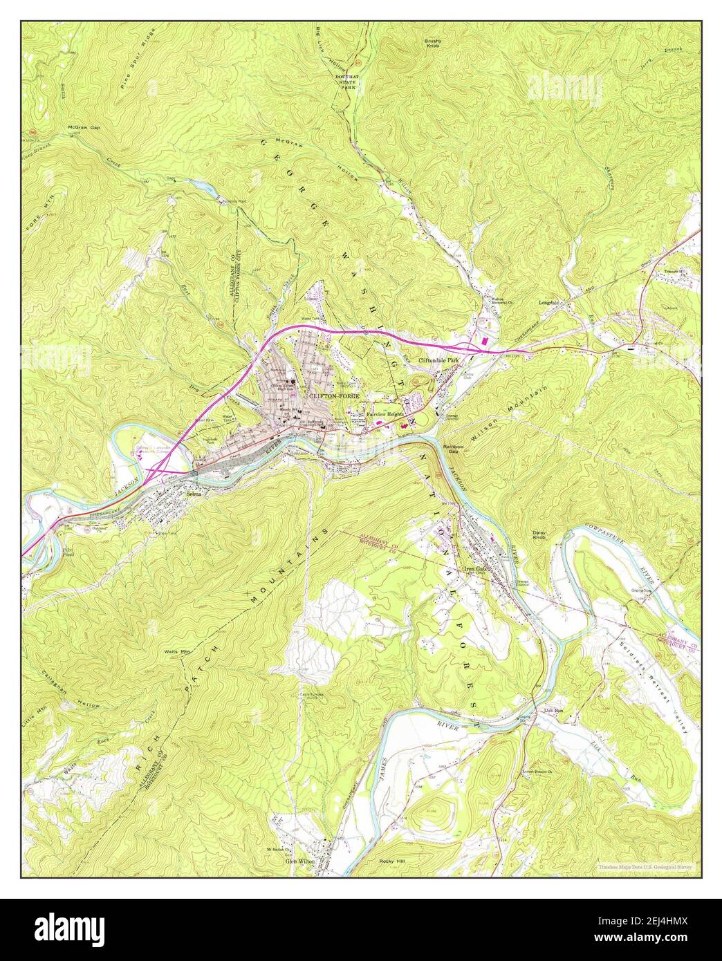 Clifton Virginia, map 1962, 124000, United States of America by