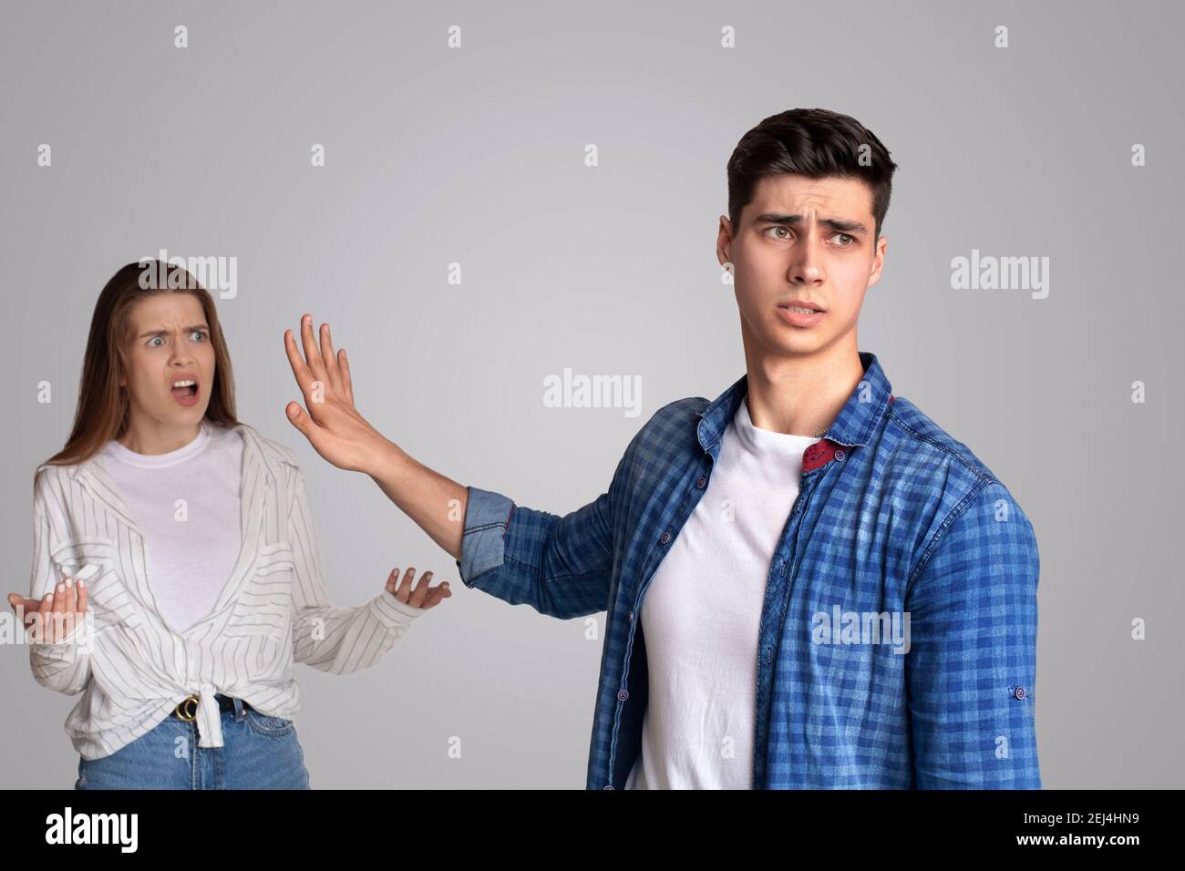 Parting, quarrel, problems in family and freaking out Stock Photo