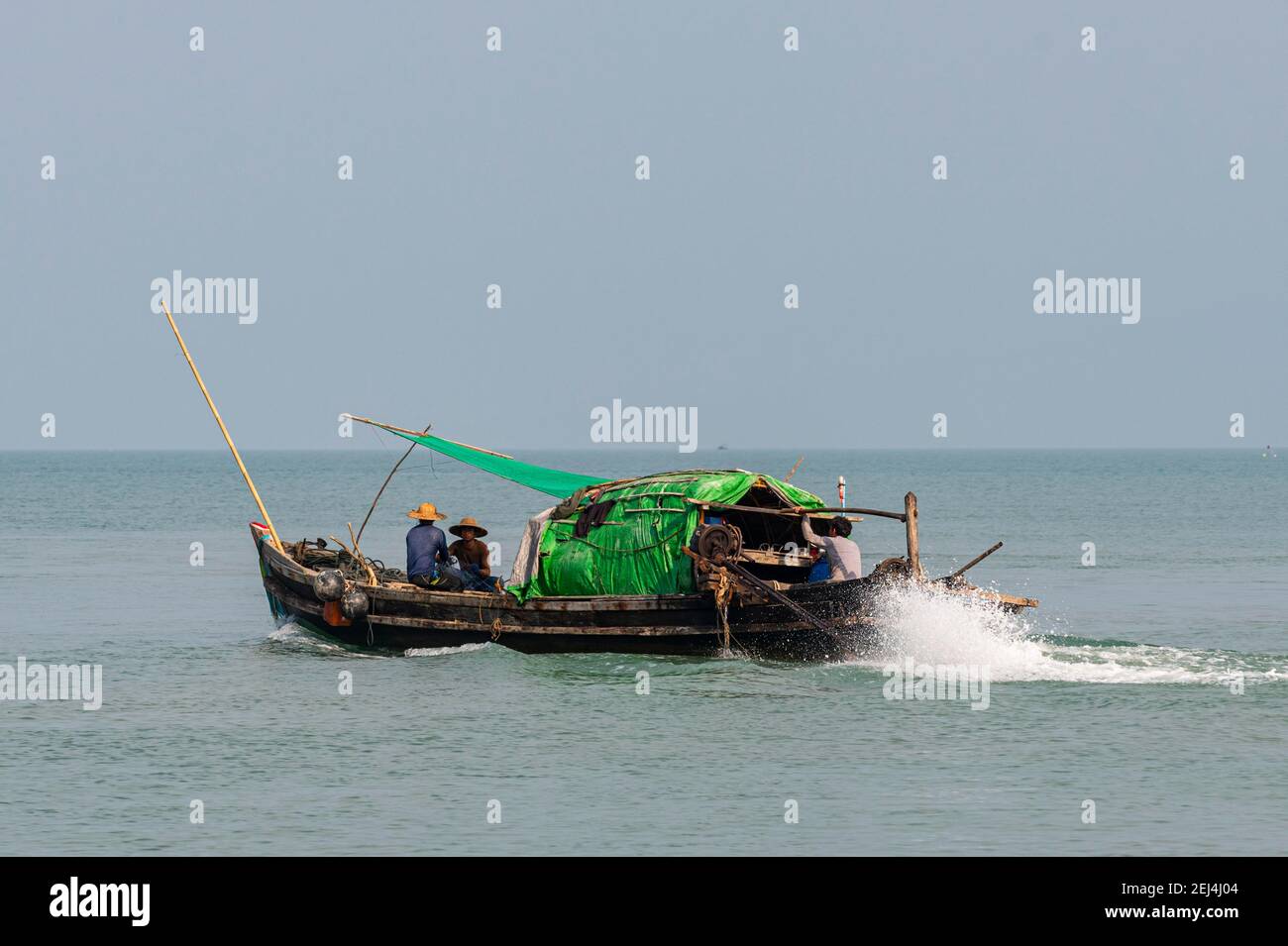 Fishing boat from the Moken sea gypies, Mergui or Myeik Archipelago, Myanmar Stock Photo