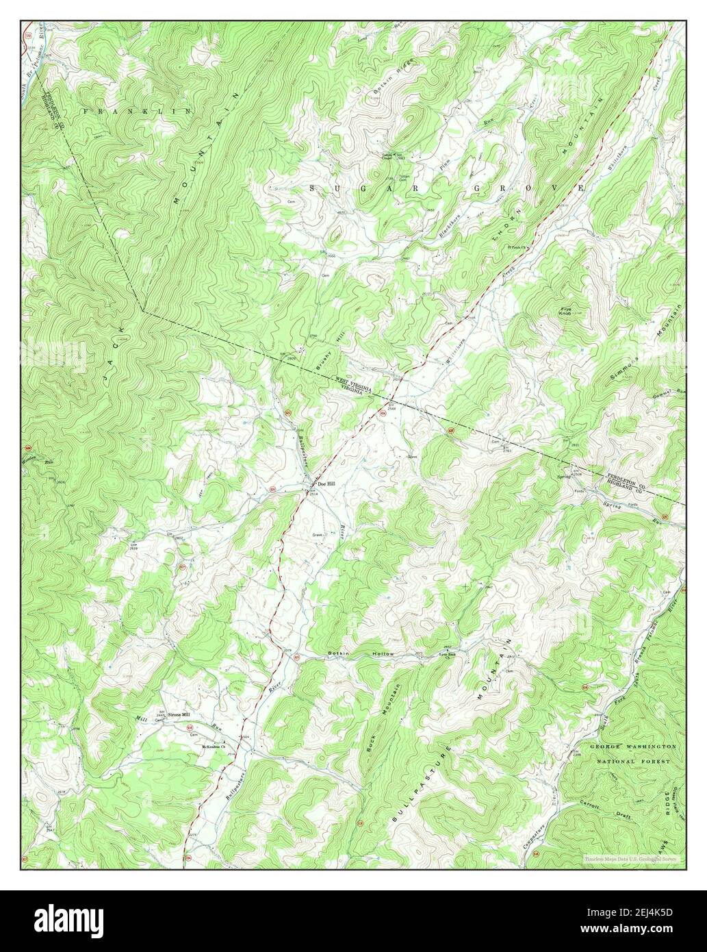 Doe Hill, Virginia, map 1968, 124000, United States of America by